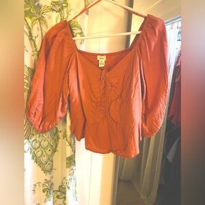 Pink synched cropped blouse